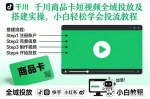 千川商品卡短视频全域投放及搭建实操,小白轻松学会投流教程-全网第一网赚项目资源库-中赚网 & 中创网 & 冒泡网 & 福缘网 - 小本轻创业与优质加盟项目首选平台