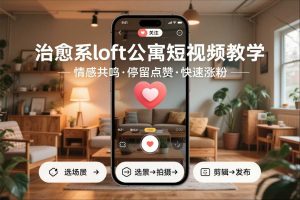 治愈系loft公寓短视频制作教学，情感共鸣引停留点赞关注，快速起号涨粉-全网第一网赚项目资源库-中赚网 & 中创网 & 冒泡网 & 福缘网 - 小本轻创业与优质加盟项目首选平台