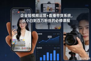 企业短视频运营+直播带货系统，从小白到百万粉丝的必修课程-全网第一网赚项目资源库-中赚网 & 中创网 & 冒泡网 & 福缘网 - 小本轻创业与优质加盟项目首选平台