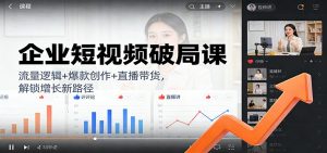 企业短视频破局课：流量逻辑+爆款创作+直播带货，解锁增长新路径-全网第一网赚项目资源库-中赚网 & 中创网 & 冒泡网 & 福缘网 - 小本轻创业与优质加盟项目首选平台