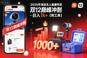 2025年淘宝无人直播带货，冲刺双12，日入1k+【附工具】【揭秘】-全网第一网赚项目资源库-中赚网 & 中创网 & 冒泡网 & 福缘网 - 小本轻创业与优质加盟项目首选平台