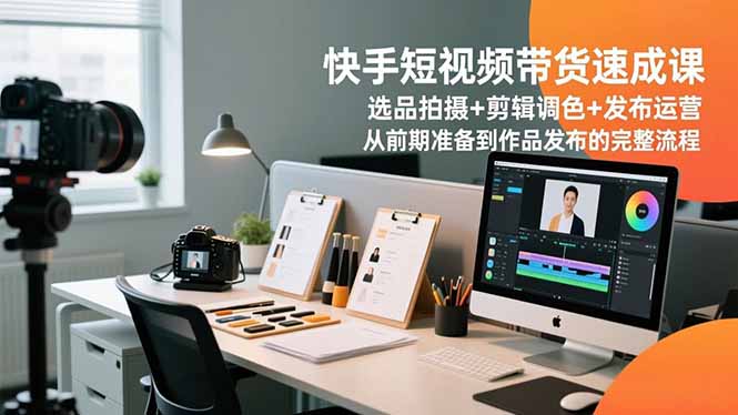 快手短视频带货速成课,选品拍摄+剪辑调色+发布运营,从前期准备到作品发布的完整流程