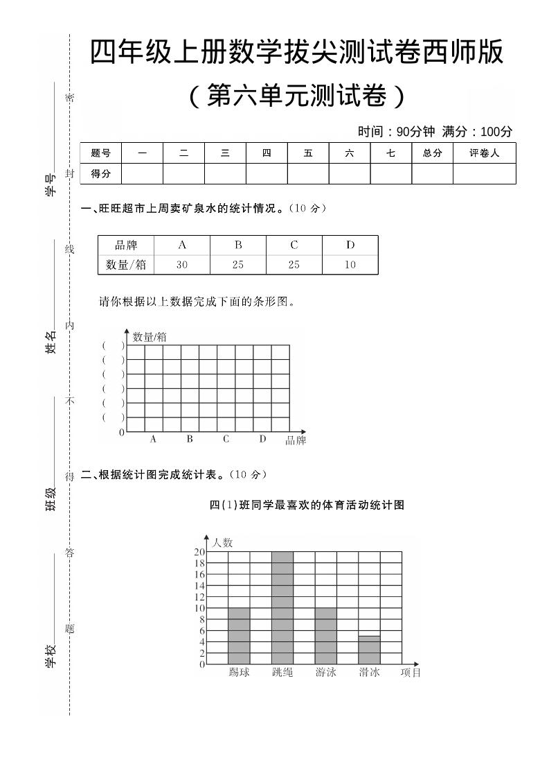 四年级上数学第六单元拔尖测试卷《西师版》-全网第一网赚项目资源库-中赚网 & 中创网 & 冒泡网 & 福缘网 - 小本轻创业与优质加盟项目首选平台