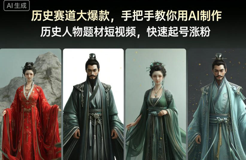 历史赛道大爆款，手把手教你用AI制作历史人物题材短视频，快速起号涨粉-全网第一网赚项目资源库-中赚网 & 中创网 & 冒泡网 & 福缘网 - 小本轻创业与优质加盟项目首选平台