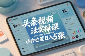 头条视频玩法实操课,从0-1全细节头条所有问题,小白也能日入5张-全网第一网赚项目资源库-中赚网 & 中创网 & 冒泡网 & 福缘网 - 小本轻创业与优质加盟项目首选平台