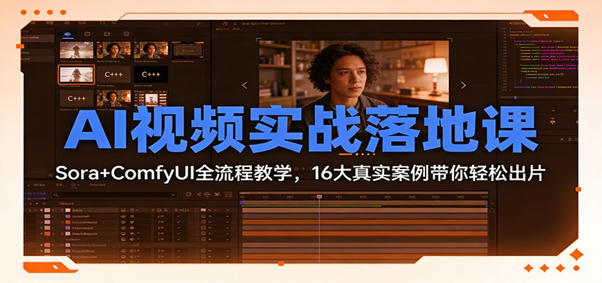 AI视频实战落地课：Sora+ComfyUI全流程教学，16大真实案例带你轻松出片-全网第一网赚项目资源库-中赚网 & 中创网 & 冒泡网 & 福缘网 - 小本轻创业与优质加盟项目首选平台