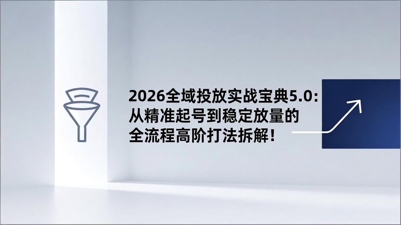 2026全域投放实战宝典5.0：从精准起号到稳定放量的全流程高阶打法拆解！-全网第一网赚项目资源库-中赚网 & 中创网 & 冒泡网 & 福缘网 - 小本轻创业与优质加盟项目首选平台