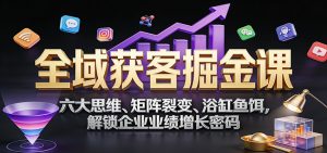 全域获客掘金课:六大思维、矩阵裂变、浴缸鱼饵,解锁企业业绩增长密码-全网第一网赚项目资源库-中赚网 & 中创网 & 冒泡网 & 福缘网 - 小本轻创业与优质加盟项目首选平台