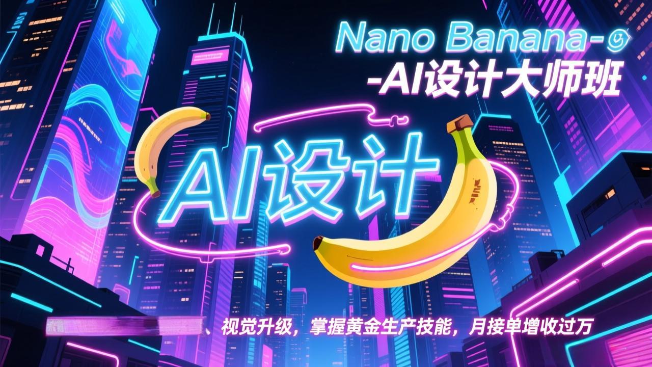 Nano Banana-AI设计大师班，修图合成、广告创作、视觉升级，掌握黄金生产技能，月接单增收过万-全网第一网赚项目资源库-中赚网 & 中创网 & 冒泡网 & 福缘网 - 小本轻创业与优质加盟项目首选平台
