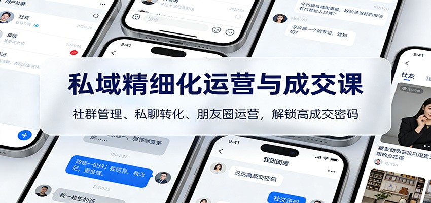 私域精细化运营与成交课：社群管理、私聊转化、朋友圈运营，解锁高成交密码-全网第一网赚项目资源库-中赚网 & 中创网 & 冒泡网 & 福缘网 - 小本轻创业与优质加盟项目首选平台