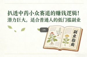 扒透中药小众赛道的賺米逻辑，潜力巨大，适合普通人的低门槛副业-全网第一网赚项目资源库-中赚网 & 中创网 & 冒泡网 & 福缘网 - 小本轻创业与优质加盟项目首选平台