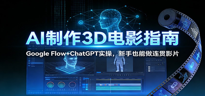 AI制作3D电影指南：Google Flow+ChatGPT实操，新手也能做连贯影片-全网第一网赚项目资源库-中赚网 & 中创网 & 冒泡网 & 福缘网 - 小本轻创业与优质加盟项目首选平台