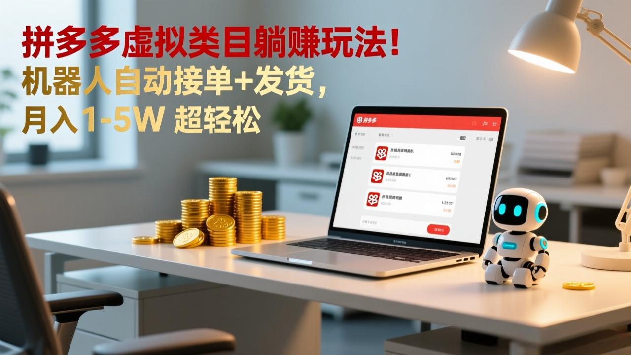 多多虚拟类目躺赚玩法！机器人自动接单+发货，月入 1-5W 超轻松-全网第一网赚项目资源库-中赚网 & 中创网 & 冒泡网 & 福缘网 - 小本轻创业与优质加盟项目首选平台