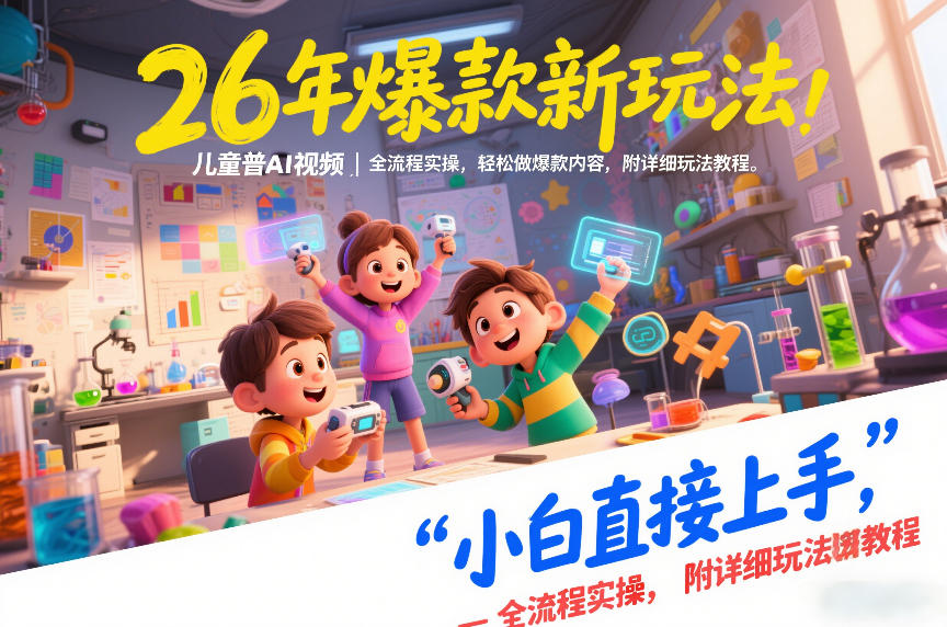 26年爆款新玩法，儿童科普AI视频，全流程实操，轻松做爆款内容，小白直接上手，附详细玩法教程-全网第一网赚项目资源库-中赚网 & 中创网 & 冒泡网 & 福缘网 - 小本轻创业与优质加盟项目首选平台