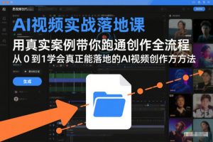 AI视频实战落地课，用真实案例带你跑通创作全流程，从0到1学会真正能落地的AI视频创作方法-全网第一网赚项目资源库-中赚网 & 中创网 & 冒泡网 & 福缘网 - 小本轻创业与优质加盟项目首选平台
