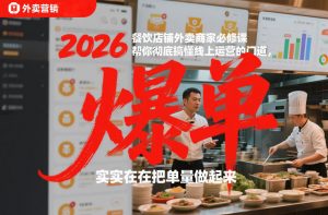 2026餐饮店铺外卖商家必修课，帮你彻底搞懂线上运营的门道，实实在在把单量做起来-全网第一网赚项目资源库-中赚网 & 中创网 & 冒泡网 & 福缘网 - 小本轻创业与优质加盟项目首选平台