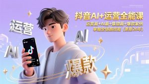 抖音AI+运营全能课，运营篇+AI篇+像塑篇+爆款案例，掌握全链路技能(更新26年-全网第一网赚项目资源库-中赚网 & 中创网 & 冒泡网 & 福缘网 - 小本轻创业与优质加盟项目首选平台