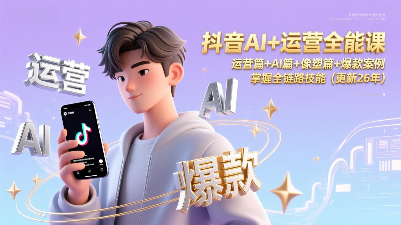 抖音AI+运营全能课，运营篇+AI篇+像塑篇+爆款案例，掌握全链路技能(更新26年-全网第一网赚项目资源库-中赚网 & 中创网 & 冒泡网 & 福缘网 - 小本轻创业与优质加盟项目首选平台