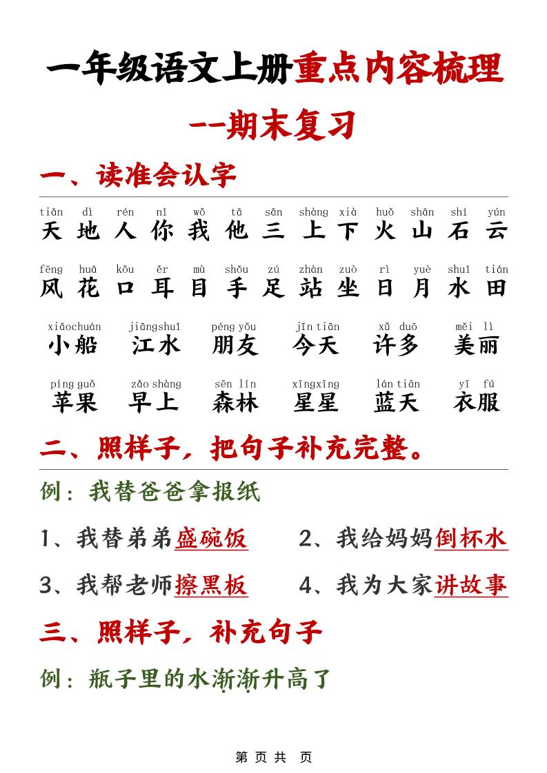 一年级上语文期末重点内容梳理-全网第一网赚项目资源库-中赚网 & 中创网 & 冒泡网 & 福缘网 - 小本轻创业与优质加盟项目首选平台