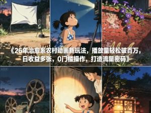 26年治愈系农村动画新玩法，播放量轻松破百万，日收益多张，0门槛操作，打造流量密码-全网第一网赚项目资源库-中赚网 & 中创网 & 冒泡网 & 福缘网 - 小本轻创业与优质加盟项目首选平台