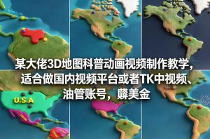 某大佬3D地图科普动画视频制作教学,适合做国内视频平台或者TK中视频、油管账号,賺美金-全网第一网赚项目资源库-中赚网 & 中创网 & 冒泡网 & 福缘网 - 小本轻创业与优质加盟项目首选平台