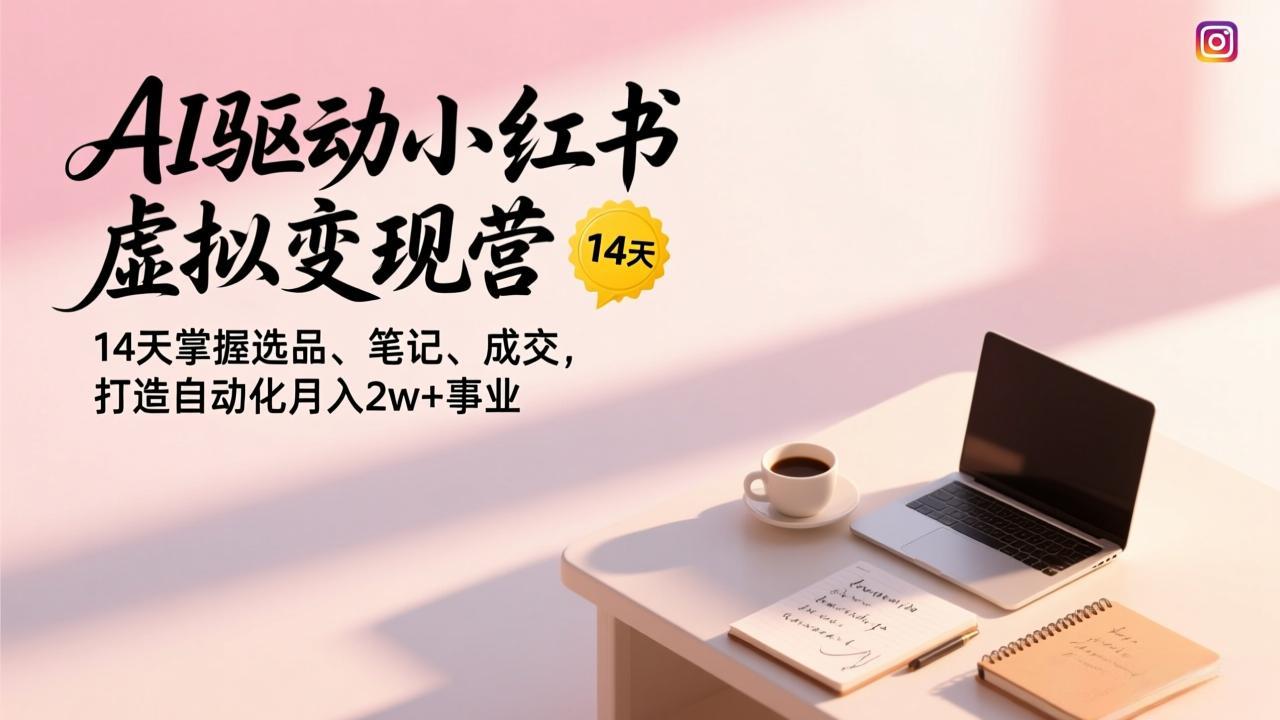 AI驱动小红书虚拟变现营,14天掌握选品、笔记、成交,打造自动化月入2w+事业