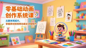 零基础动画创作系统课：从剧本到成片，掌握原创短视频动画全流程制作-全网第一网赚项目资源库-中赚网 & 中创网 & 冒泡网 & 福缘网 - 小本轻创业与优质加盟项目首选平台