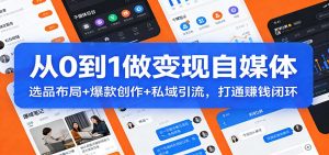从0到1做变现自媒体：选品布局+ 爆款创作+私域引流，打通赚钱闭环-全网第一网赚项目资源库-中赚网 & 中创网 & 冒泡网 & 福缘网 - 小本轻创业与优质加盟项目首选平台
