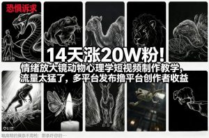 14天涨20W粉！情绪放大镜动物心理学短视频制作教学，流量太猛了，多平台发布撸平台创作者收益-全网第一网赚项目资源库-中赚网 & 中创网 & 冒泡网 & 福缘网 - 小本轻创业与优质加盟项目首选平台