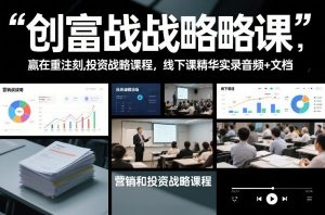 创富战略课，赢在重注时刻，营销和投资战略课程，线下课精华实录音频+文档-全网第一网赚项目资源库-中赚网 & 中创网 & 冒泡网 & 福缘网 - 小本轻创业与优质加盟项目首选平台