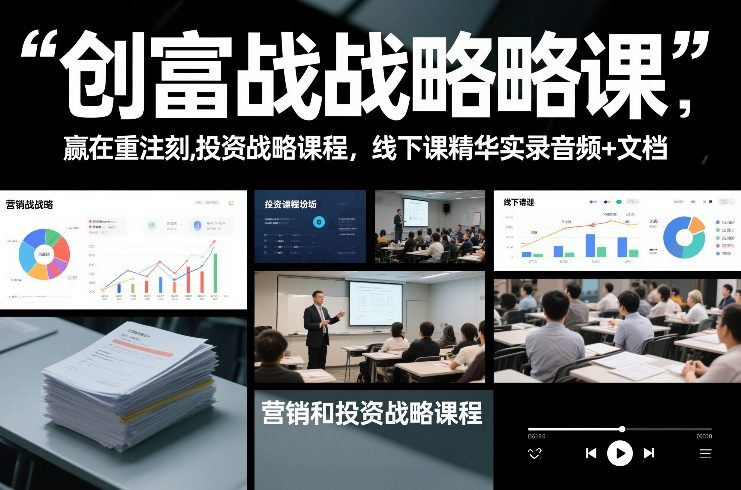创富战略课，赢在重注时刻，营销和投资战略课程，线下课精华实录音频+文档-全网第一网赚项目资源库-中赚网 & 中创网 & 冒泡网 & 福缘网 - 小本轻创业与优质加盟项目首选平台