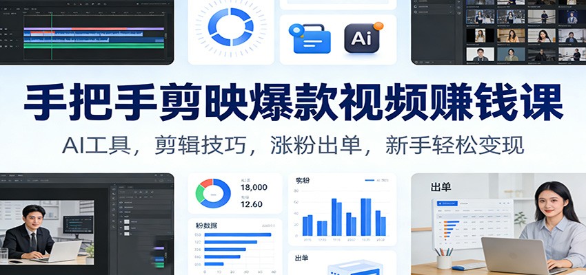 手把手剪映爆款视频赚钱课：AI工具，剪辑技巧，涨粉出单，新手轻松变现-全网第一网赚项目资源库-中赚网 & 中创网 & 冒泡网 & 福缘网 - 小本轻创业与优质加盟项目首选平台