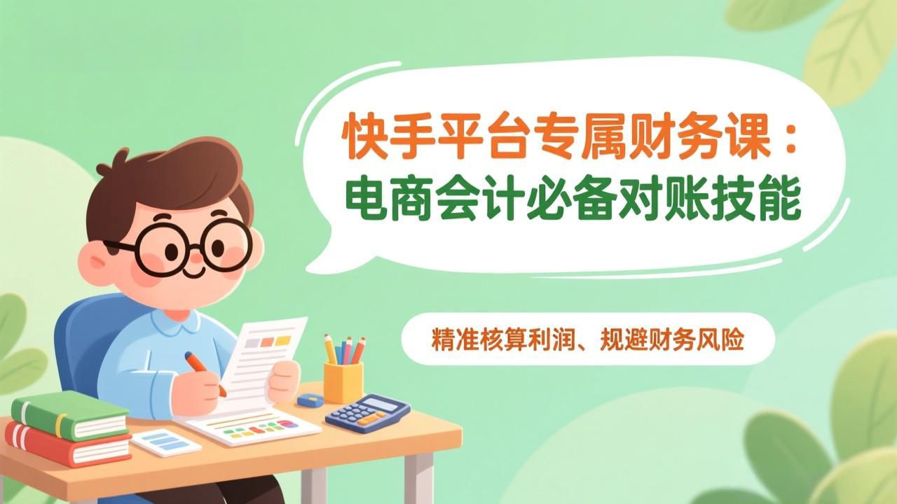 快手平台专属财务课：电商会计必备对账技能，精准核算利润、规避财务风险-全网第一网赚项目资源库-中赚网 & 中创网 & 冒泡网 & 福缘网 - 小本轻创业与优质加盟项目首选平台
