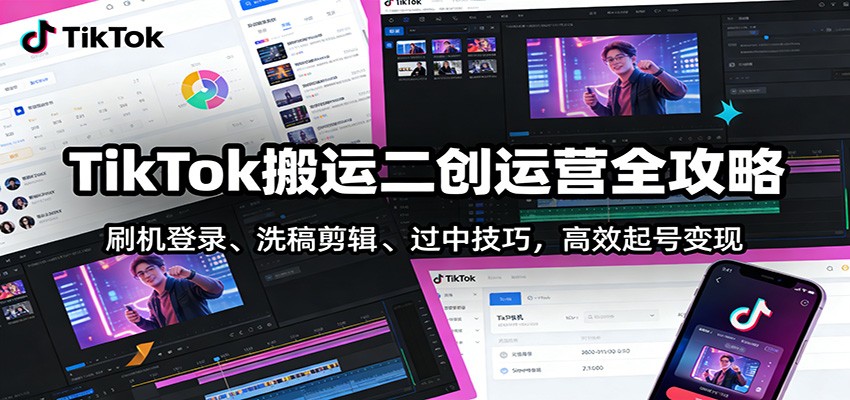 TikTok搬运二创运营全攻略：刷机登录、洗稿剪辑 、过中技巧，高效起号变现-全网第一网赚项目资源库-中赚网 & 中创网 & 冒泡网 & 福缘网 - 小本轻创业与优质加盟项目首选平台