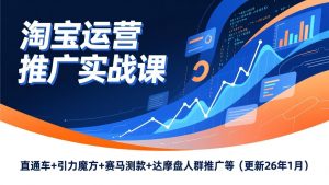 淘宝运营推广实战课，直通车+引力魔方+赛马测款+达摩盘人群推广等(更新26年1月-全网第一网赚项目资源库-中赚网 & 中创网 & 冒泡网 & 福缘网 - 小本轻创业与优质加盟项目首选平台