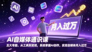 AI自媒体通识课,五大专题、从工具到变现,系统掌握AI创作,实现自媒体月入过万-全网第一网赚项目资源库-中赚网 & 中创网 & 冒泡网 & 福缘网 - 小本轻创业与优质加盟项目首选平台