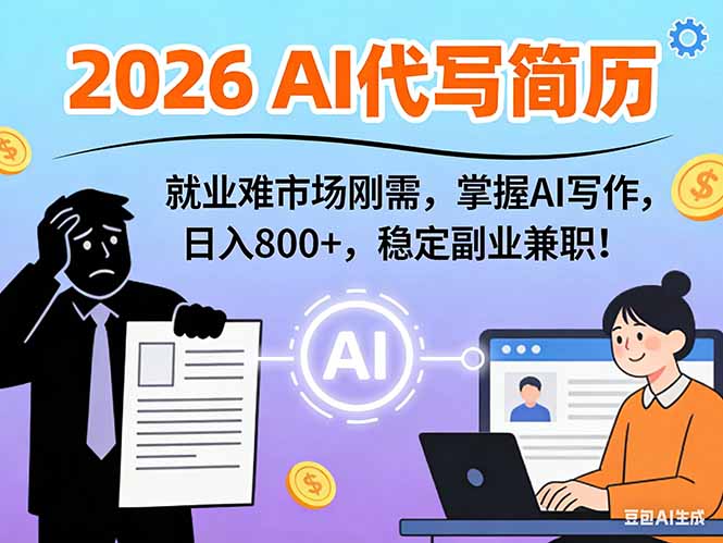 AI代写简历，超暴利，用万能模板月入1-3万实战教程，2026年市场刚需！-全网第一网赚项目资源库-中赚网 & 中创网 & 冒泡网 & 福缘网 - 小本轻创业与优质加盟项目首选平台