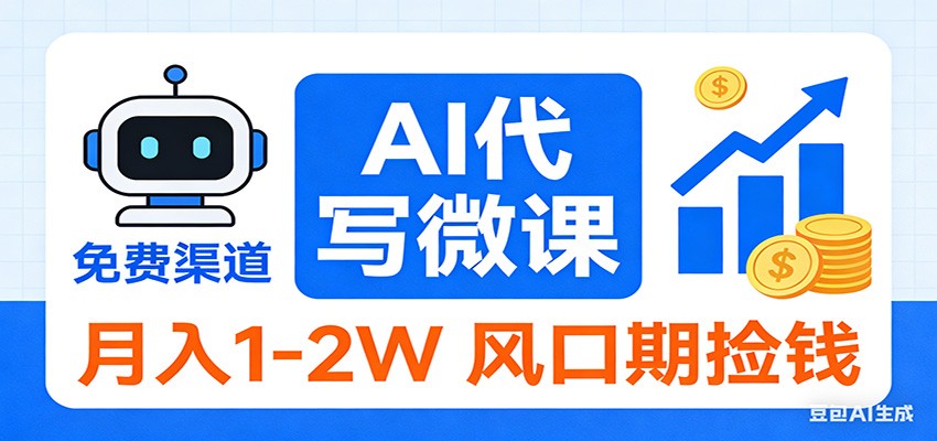 2026告别打工！AI 代写微课，提供免费渠道，月入 1-2W 风口期捡钱-全网第一网赚项目资源库-中赚网 & 中创网 & 冒泡网 & 福缘网 - 小本轻创业与优质加盟项目首选平台