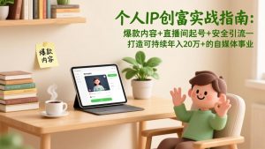 个人IP创富实战指南:爆款内容+直播间起号+安全引流,打造可持续年入20万+的自媒体事业-全网第一网赚项目资源库-中赚网 & 中创网 & 冒泡网 & 福缘网 - 小本轻创业与优质加盟项目首选平台