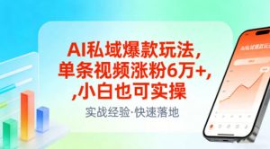 AI私域爆款玩法,单条视频涨粉6W+,小白也可实操-全网第一网赚项目资源库-中赚网 & 中创网 & 冒泡网 & 福缘网 - 小本轻创业与优质加盟项目首选平台