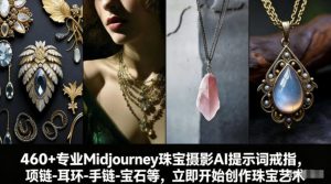 460+专业Midjourney珠宝摄影AI提示词戒指,项链-耳环-手链-宝石等,立即开始创作珠宝艺术-全网第一网赚项目资源库-中赚网 & 中创网 & 冒泡网 & 福缘网 - 小本轻创业与优质加盟项目首选平台