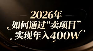 2026年如何通过“卖项目”实现年入百万-全网第一网赚项目资源库-中赚网 & 中创网 & 冒泡网 & 福缘网 - 小本轻创业与优质加盟项目首选平台