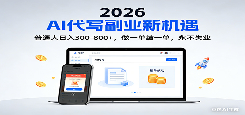 2026 副业首选!AI 代写日入 300-800,普通人0门槛,做一单结一单!-全网第一网赚项目资源库-中赚网 & 中创网 & 冒泡网 & 福缘网 - 小本轻创业与优质加盟项目首选平台