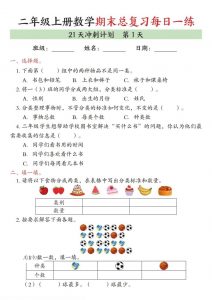二年级上数学期末总复习每日一练21天冲刺计划-全网第一网赚项目资源库-中赚网 & 中创网 & 冒泡网 & 福缘网 - 小本轻创业与优质加盟项目首选平台