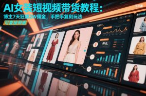 AI女装短视频带货教程：博主7天狂賺2W佣金，手把手复刻玩法，可直接照搬-全网第一网赚项目资源库-中赚网 & 中创网 & 冒泡网 & 福缘网 - 小本轻创业与优质加盟项目首选平台