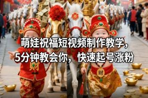 萌娃祝福短视频制作教学，5分钟教会你，快速起号涨粉-全网第一网赚项目资源库-中赚网 & 中创网 & 冒泡网 & 福缘网 - 小本轻创业与优质加盟项目首选平台