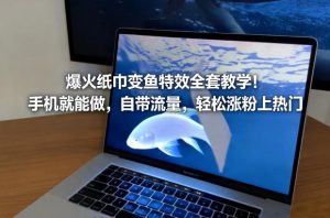 爆火纸巾变鱼特效全套教学！手机就能做，自带流量，轻松涨粉上热门-全网第一网赚项目资源库-中赚网 & 中创网 & 冒泡网 & 福缘网 - 小本轻创业与优质加盟项目首选平台