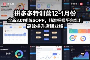 拼多多特训营12-1月份，全新3.01矩阵Sop，精准把握平台红利，高效提升店铺业绩-全网第一网赚项目资源库-中赚网 & 中创网 & 冒泡网 & 福缘网 - 小本轻创业与优质加盟项目首选平台