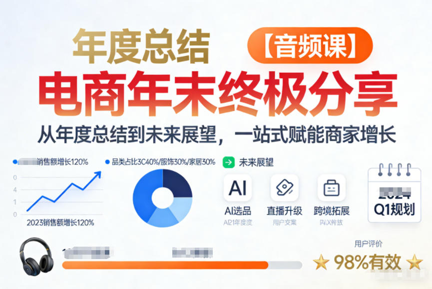 电商年未终极分享，从年度总结到未来展望，一站式赋能商家增长【音频课】-全网第一网赚项目资源库-中赚网 & 中创网 & 冒泡网 & 福缘网 - 小本轻创业与优质加盟项目首选平台