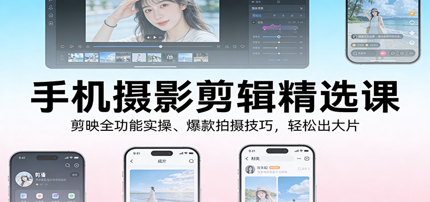 手机摄影剪辑精选课：剪映全功能实操、爆款拍摄技巧，轻松出大片-全网第一网赚项目资源库-中赚网 & 中创网 & 冒泡网 & 福缘网 - 小本轻创业与优质加盟项目首选平台